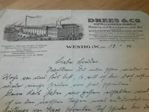 Drees & Co in Westig i.W. , 1932 , Brief ,  alte Rechnung !!