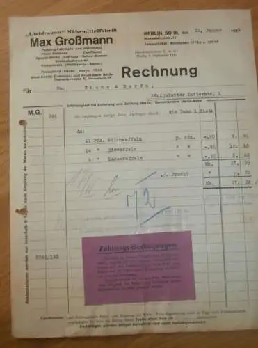 Max Großmann - Liebfrauen Fabrik in Berlin , Nährmittel , 1926 , alte Rechnung , Thams & Garfs Königslutter
