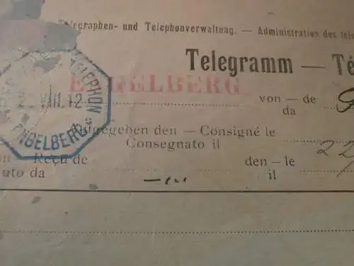 Telegramm - Engelberg i. Schweiz , 1912 !!!