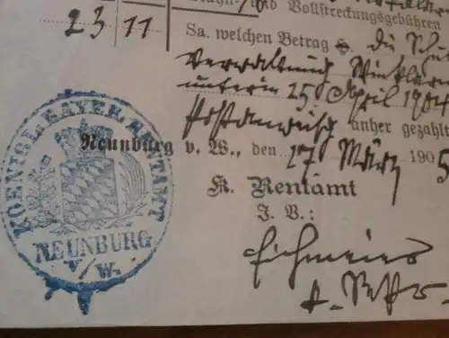 Neunburg i. Bayern , 1905 , alte Rechnung !!!