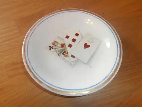 uralter - Spielkarten Teller - KPM -  Altenburg , Porzellan - Reklame, Kartenspiel , Skat , Karten , Werbung !! RAR !!!