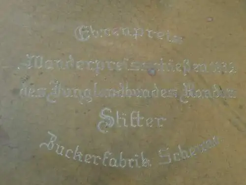Junglandbund Randow - Preisschießen 1932 , Zuckerfabrik Scheune b. Stettin i. Pommern ,  alter Ehrenteller , NSDAP Antik