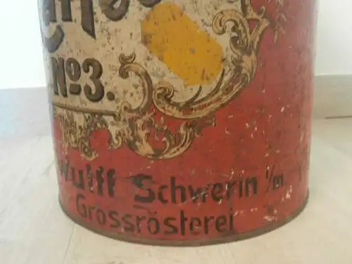 Franz Wulff Schwerin i. Mecklenburg , große alte Kaffeedose , Reklame , Kaffee , Werbung !!