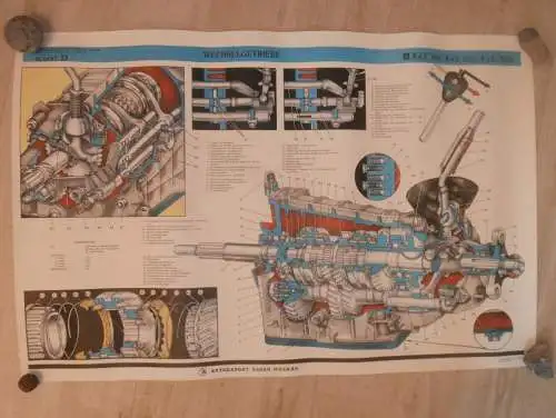 Lada BAS 2101 - großes altes Plakat - Getriebe , Schautafel , UDSSR , DDR , Oldtimer , Poster , Russland !! RAR