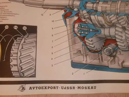 Lada BAS 2101 - großes altes Plakat - Getriebe , Schautafel , UDSSR , DDR , Oldtimer , Poster , Russland !! RAR
