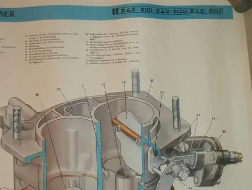 Lada BAS 2101 - großes altes Plakat - Vergaser , Schautafel , UDSSR , DDR , Oldtimer , Poster , Russland !!! RAR !!
