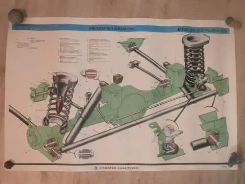 Lada BAS 2101 - großes altes Plakat - Radaufhängung , Schautafel , UDSSR , DDR , Oldtimer , Poster , Russland !!! RAR !!