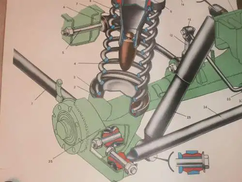 Lada BAS 2101 - großes altes Plakat - Radaufhängung , Schautafel , UDSSR , DDR , Oldtimer , Poster , Russland !!! RAR !!