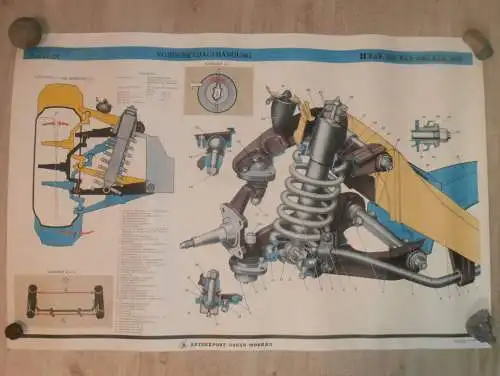 Lada BAS 2101 - großes altes Plakat - Radaufhängung , Schautafel , UDSSR , DDR , Oldtimer , Poster , Russland !!! RAR !!