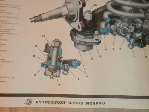 Lada BAS 2101 - großes altes Plakat - Radaufhängung , Schautafel , UDSSR , DDR , Oldtimer , Poster , Russland !!! RAR !!