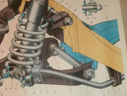 Lada BAS 2101 - großes altes Plakat - Radaufhängung , Schautafel , UDSSR , DDR , Oldtimer , Poster , Russland !!! RAR !!