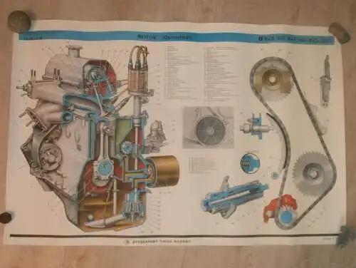 Lada BAS 2101 - großes altes Plakat - Motor , Schautafel , UDSSR , DDR , Oldtimer , Poster , Russland !!! RAR !!