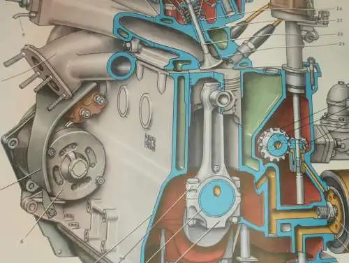 Lada BAS 2101 - großes altes Plakat - Motor , Schautafel , UDSSR , DDR , Oldtimer , Poster , Russland !!! RAR !!