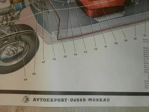 Lada BAS 2101 - großes altes Plakat - Aufbau , Schautafel , UDSSR , DDR , Oldtimer , Poster , Russland !!! RAR !!