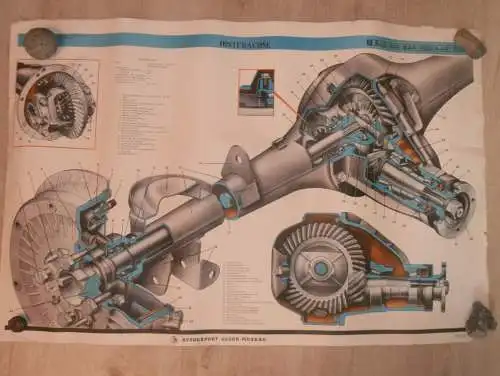 Lada BAS 2101 - großes altes Plakat - Hinterachse , Schautafel , UDSSR , DDR , Oldtimer , Poster , Russland !!! RAR !!