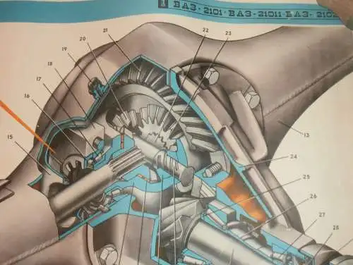 Lada BAS 2101 - großes altes Plakat - Hinterachse , Schautafel , UDSSR , DDR , Oldtimer , Poster , Russland !!! RAR !!