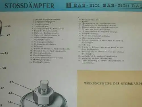 Lada BAS 2101 - großes altes Plakat - Stossdämpfer , Schautafel , UDSSR , DDR , Oldtimer , Poster , Russland !!! RAR !!