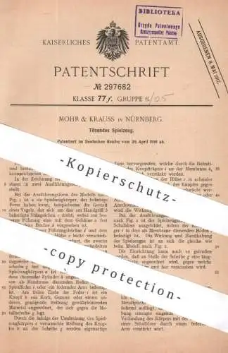 original Patent - Mohr & Krauss , Nürnberg | 1916 | Tönendes Spielzeug | Musikspielzeug | Musik , Musikinstrument !!!