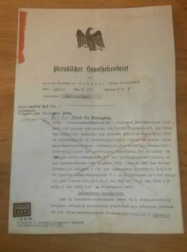 Hypothekenbrief Wolgast i. Mecklenburg 1930-1934 , Heimstätte Stettin i. Pommern , RAR !!