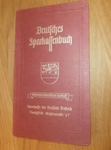 altes Sparbuch Rostock , 1948 - 1952 , Gisela Tiemeier in Rostock i. Mecklenburg , Sparkasse , Bank !!