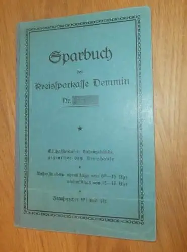 altes Sparbuch Demmin , 1942 - 1944 , Ingenieur Wilhelm Schuhnk , Sparkasse , Bank !!