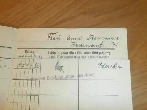 altes Sparbuch Rostock , 1943 ,Anni Niemann in Rostock i. Mecklenburg , Sparkasse , Bank !!