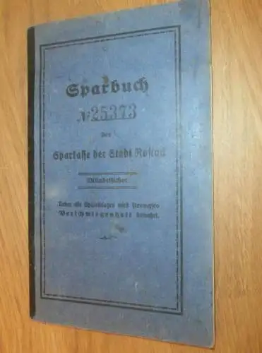 altes Sparbuch Rostock , 1930 - 1946 , Elisabeth Müller in Stralsund i. Mecklenburg , Sparkasse , Bank !!