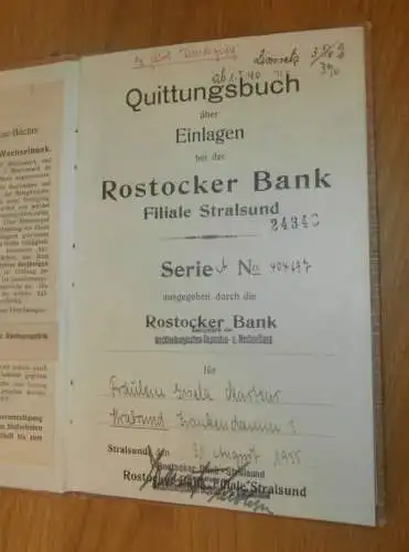 altes Sparbuch Stralsund , 1935 - 1945 , Gisela Martens in Stralsund i. Mecklenburg , Sparkasse , Bank !!
