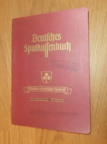 altes Sparbuch Grimmen , 1945 , E. Hainmüller geb. Lemcke in Holthof b. Grimmen i. Mecklenburg , Sparkasse , Bank