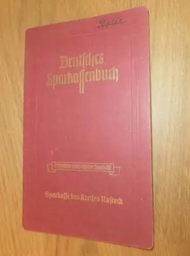 altes Sparbuch Rostock , 1942 - 1944 , Oberst Marie Stolte in Rostock i. Mecklenburg , Sparkasse , Bank  !!!