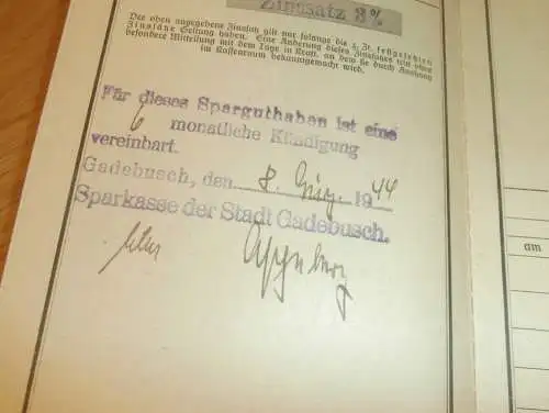 altes Sparbuch Gadebusch , 1944 - 1946 , Gadebusch i. Mecklenburg , Sparkasse , Bank  !!!