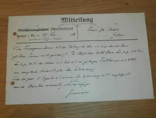 Oberförsterei Dargun in Mecklenburg , 1918 , Jagd , Forst , Dokument !!!