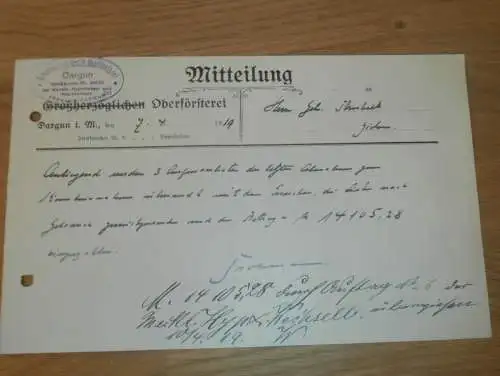 Oberförsterei Dargun in Mecklenburg , 1919 , Jagd , Forst , Dokument !!!