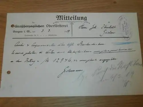 Oberförsterei Dargun in Mecklenburg , 1919 , Jagd , Forst , Dokument !!!