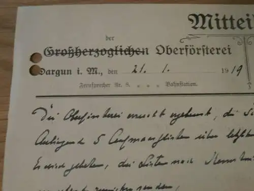 Oberförsterei Dargun in Mecklenburg , 1919 , Jagd , Forst , Dokument !!!