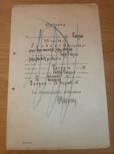 Beleg der Forstcasse Dargun in Mecklenburg , 1896 , Altkalen , Neukalen , Forst , Dokument !!!