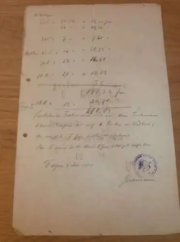 Beleg der Forstcasse Dargun in Mecklenburg , 1896 , Altkalen , Neukalen , Forst , Dokument !!!