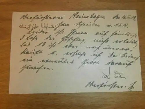 Oberförsterei Reinshagen b. Satow in Mecklenburg , 1919 , Lalendorf , Rostock , alte Karte !!!