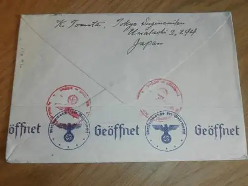 Geöffnet - Oberkommando der Wehrmacht - Brief von Japan über Sibirien nach München , Fritz Holzapfel in München !!