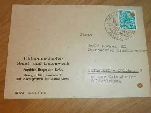 Sand- und Betonwerk Friedrich Bergmann in Penig Dittmannsdorf  Ganzsache , Reklame / Werbung , Ansichtskarte , Postkarte