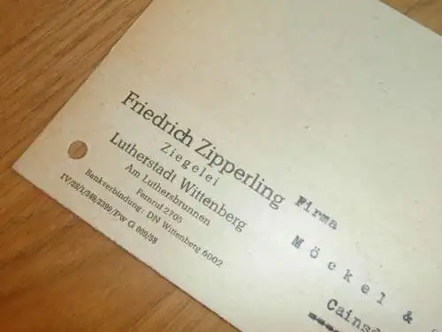 Ziegelei Friedrich Zipperling in Wittenberg , 1960 , Ganzsache , Reklame / Werbung , Ansichtskarte , Postkarte !