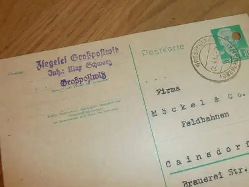 Ziegelei Großpostwitz - Max Schwarz , 1960 , Ganzsache , Reklame / Werbung , Ansichtskarte , Postkarte !