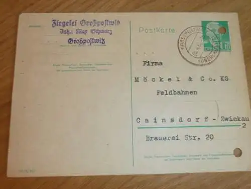 Ziegelei Großpostwitz - Max Schwarz , 1960 , Ganzsache , Reklame / Werbung , Ansichtskarte , Postkarte !
