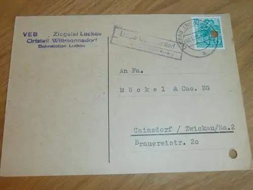 VEB Ziegelei Luckau / Wittmannsdorf , 1960 , Ganzsache , Reklame / Werbung , Ansichtskarte , Postkarte !