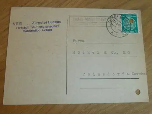 VEB Ziegelei Luckau / Wittmannsdorf , 1960 , Ganzsache , Reklame / Werbung , Ansichtskarte , Postkarte !