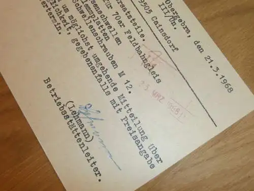 VEB Vulkanisierwerk Leinefelde b. Gebra / Obergebra , 1968 , Ganzsache , Reklame / Werbung , Ansichtskarte , Postkarte !