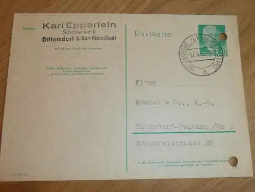 Karl Epperlein in Dittersdorf b. Karl-Marx-Stadt , 1959 , Ganzsache , Reklame / Werbung , Ansichtskarte , Postkarte !