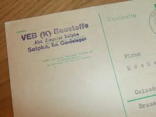 Ziegelei Solpke b. Gardelegen , 1959 , Ganzsache , Reklame / Werbung , Ansichtskarte , Postkarte !