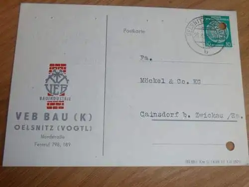 VEB Bau Oelsnitz i. Vogtland , 1959 , Reklame / Werbung , Ansichtskarte , Postkarte !