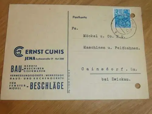 Baugeräte - Ernst Cunis in Jena , 1959 , Reklame / Werbung , Ansichtskarte , Postkarte !